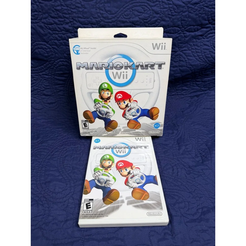 Mario Kart Wii Nintendo Wii Game with Official Wii Wheel Accessory and Box